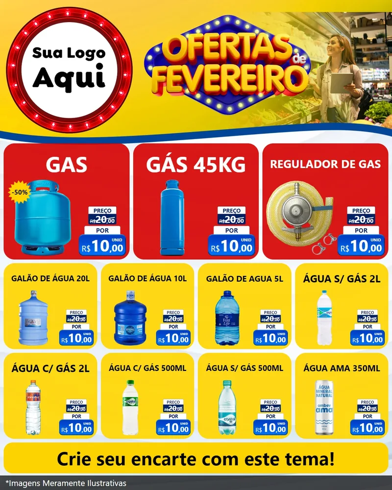 Modelo de Rede Social para Feed Instagram com o tema Ofertas de Fevereiro para Água e gás