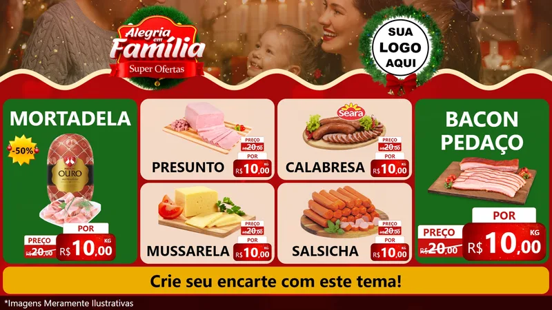 Modelo de TV para TV Horizontal com o tema Alegria Em Família - Super Ofertas para Frios e Laticínios