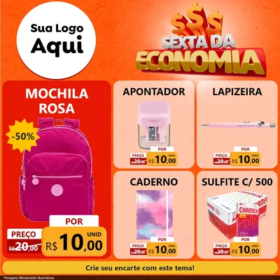 Modelo de Rede Social para Feed Facebook com o tema Sexta da Economia para Papelaria