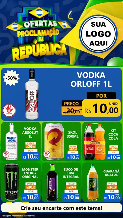 Modelo de Rede Social para Stories com o tema Ofertas Proclamação da República para Distribuidora de bebidas
