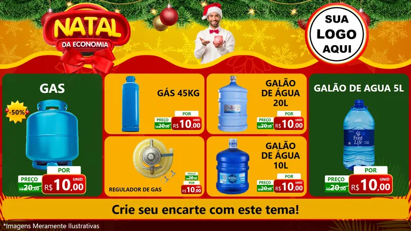 Modelo de TV para TV Horizontal com o tema Natal da Economia para Água e gás