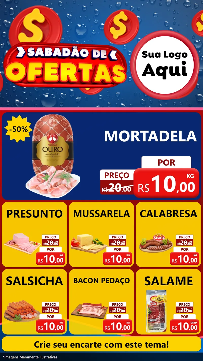 Modelo de Rede Social para Stories com o tema Sabadão de Ofertas para Frios e Laticínios