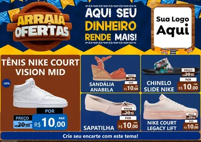 Modelo de Encarte para Encarte A4 Horizontal com o tema Arraiá de Ofertas - Junina para Calçados