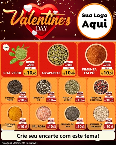 Modelo de Rede Social para Feed Instagram com o tema Valentine's Day para Produtos Naturais