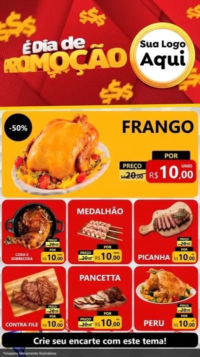 Modelo de Rede Social para Stories com o tema É Dia De Promoção para Assados