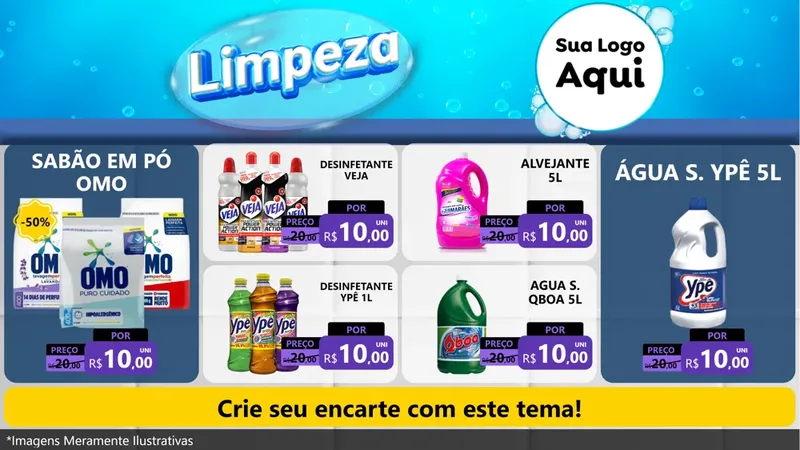 Modelo de TV para TV Horizontal com o tema Limpeza para Produtos de Limpeza