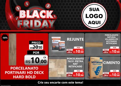 Modelo de Encarte para Encarte A4 Horizontal com o tema Black Friday para Pisos e revestimentos