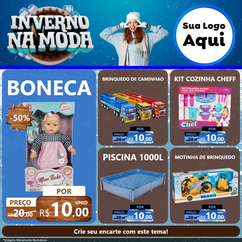 Modelo de Rede Social para Feed Facebook com o tema Inverno na Moda para Brinquedos
