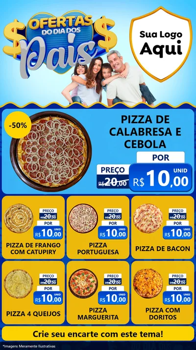 Modelo de Rede Social para Stories com o tema Ofertas do Dia dos Pais para Pizzaria