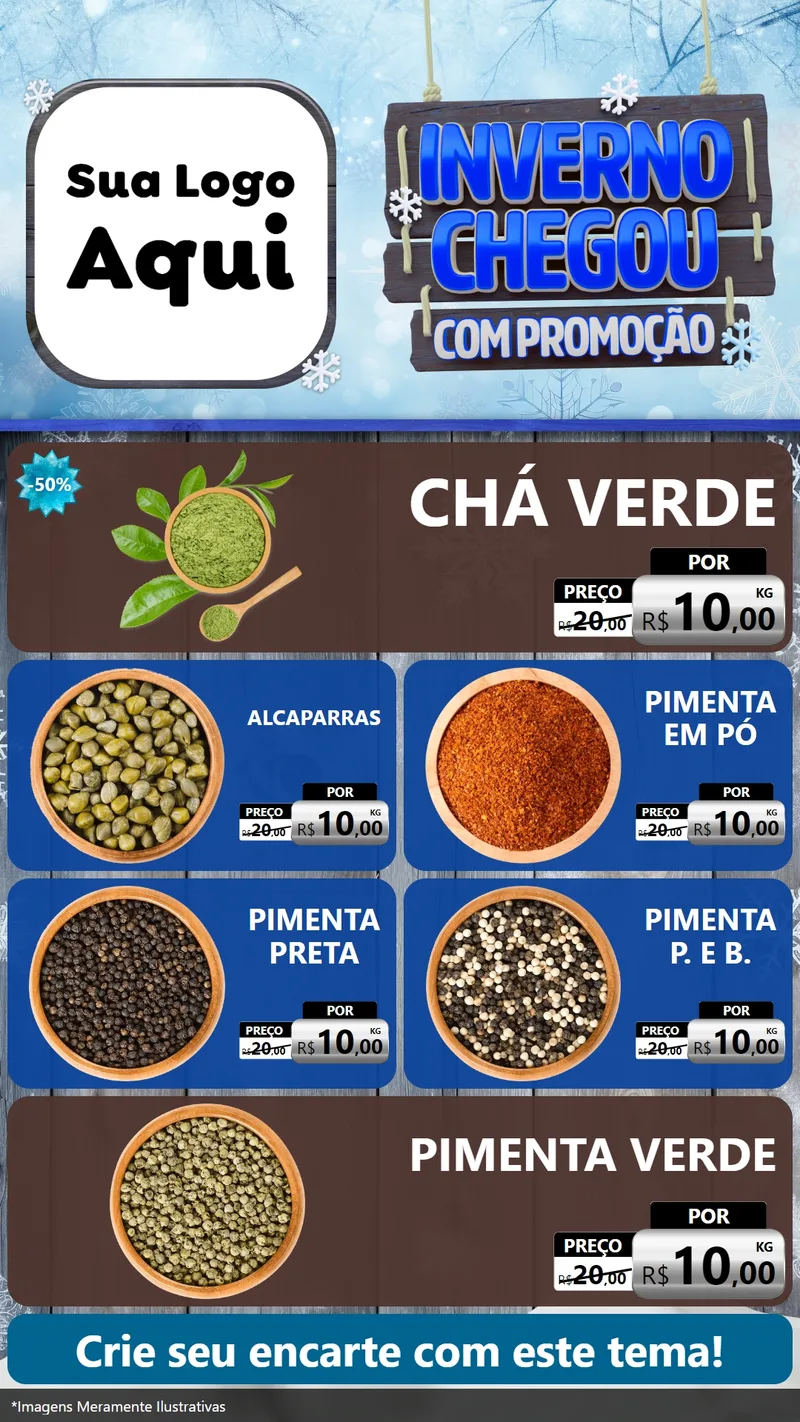 Modelo de TV para TV Vertical com o tema Inverno Chegou Com Promoção para Produtos Naturais