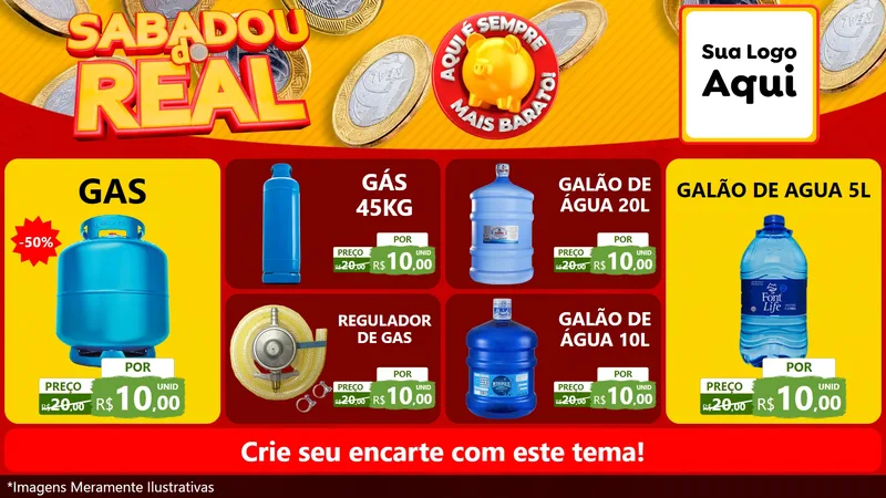 Modelo de TV para TV Horizontal com o tema Sabadou do Real para Água e gás