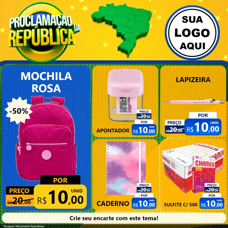 Modelo de Rede Social para Feed Facebook com o tema Proclamação da República para Papelaria