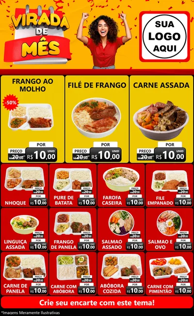 Modelo de Encarte para Encarte Grande com o tema Virada de Mês para Restaurante