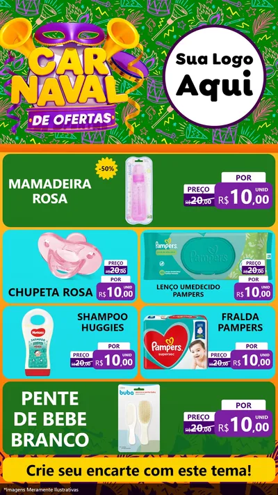 Modelo de TV para TV Vertical com o tema Carnaval de Ofertas para Bebês