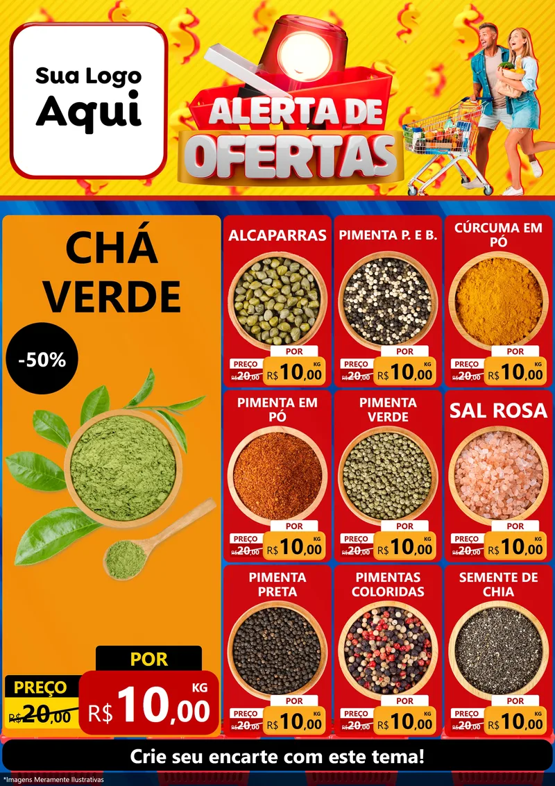 Modelo de Encarte para Encarte A4 Vertical com o tema Alerta de Ofertas para Produtos Naturais