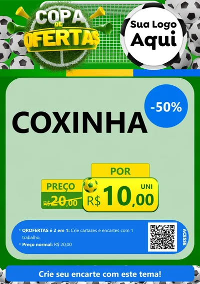 Modelo de Cartaz para Cartaz A4 Vertical com o tema Copa De Ofertas para Salgadaria