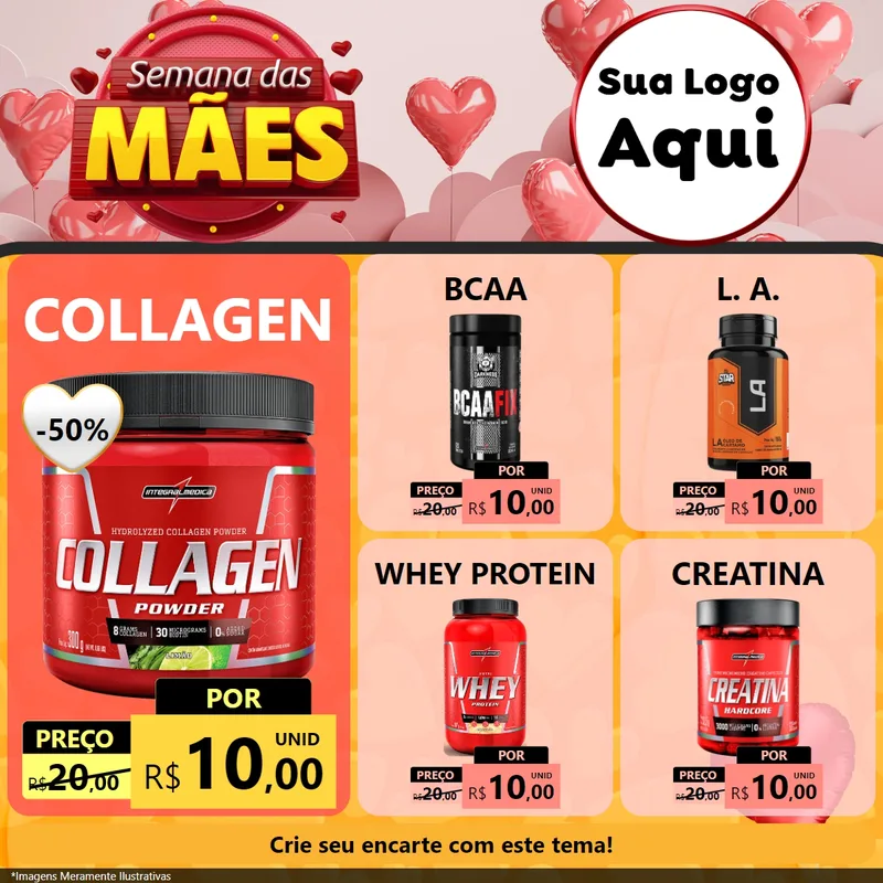 Modelo de Rede Social para Feed Facebook com o tema Semana das Mães para Suplementos alimentares