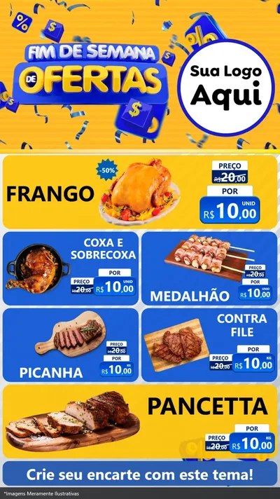 Modelo de TV para TV Vertical com o tema Fim de Semana de Ofertas para Assados