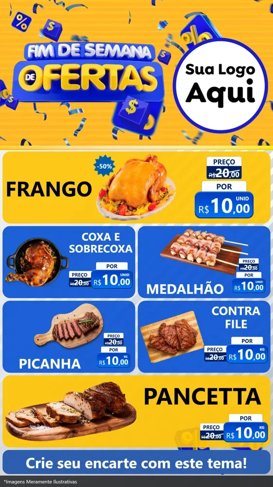 Modelo de TV para TV Vertical com o tema Fim de Semana de Ofertas para Assados
