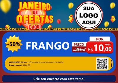 Modelo de Cartaz para Cartaz A4 Horizontal com o tema Janeiro de Ofertas É Aqui! para Assados