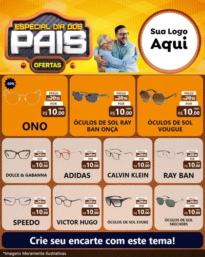 Modelo de Rede Social para Feed Instagram com o tema Especial Dia dos Pais para Óticas