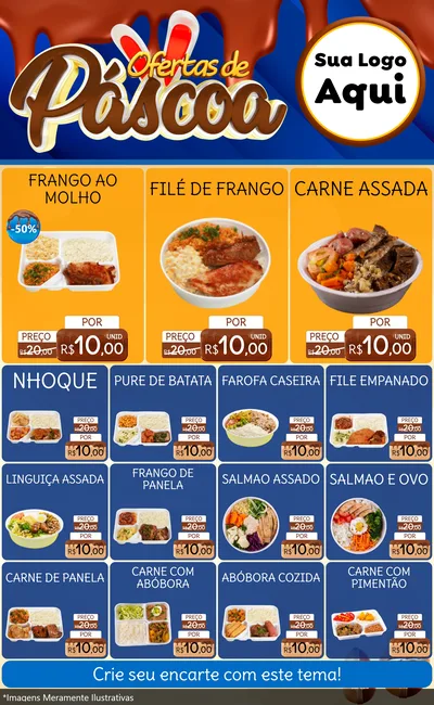 Modelo de Encarte para Encarte Grande com o tema Ofertas de Páscoa para Restaurante