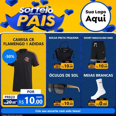Modelo de Rede Social para Feed Facebook com o tema Sorteio Dia dos Pais para Roupas e acessórios