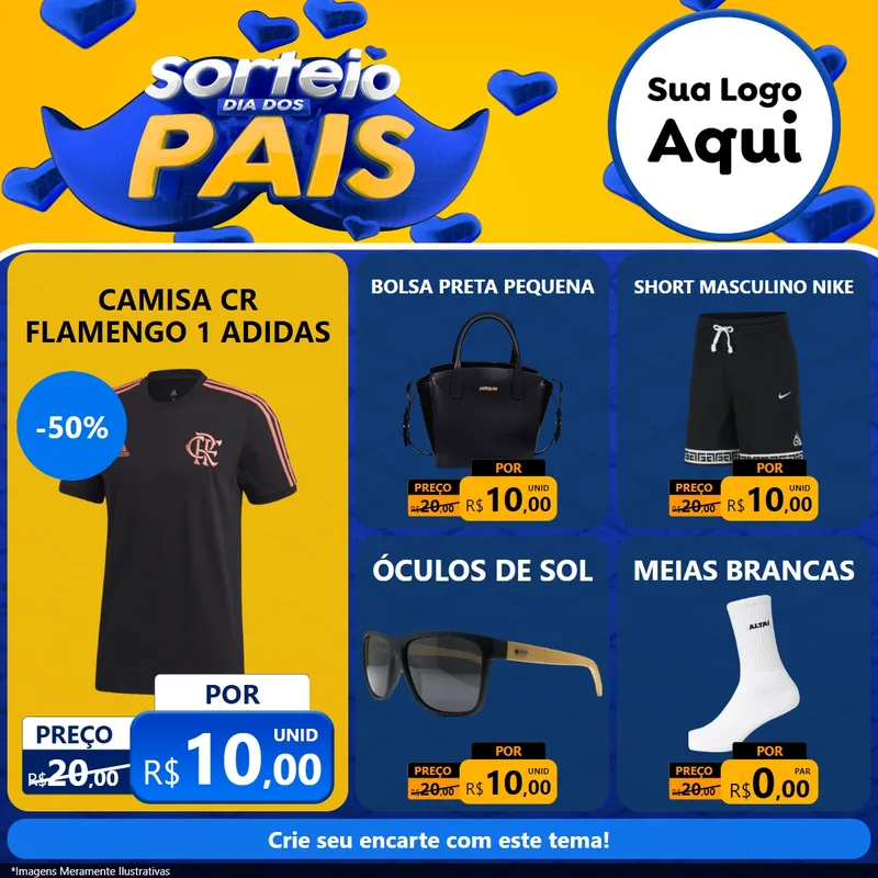 Modelo de Rede Social para Feed Facebook com o tema Sorteio Dia dos Pais para Roupas e acessórios