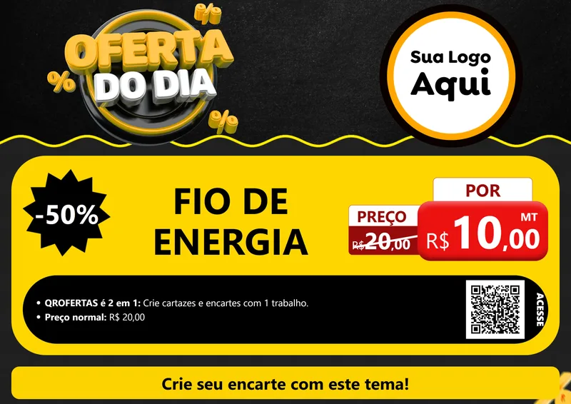 Modelo de Cartaz para Cartaz A4 Horizontal com o tema Oferta Do Dia para Materiais Elétricos