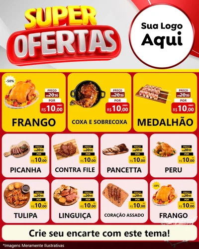 Modelo de Rede Social para Feed Instagram com o tema Super Ofertas para Assados