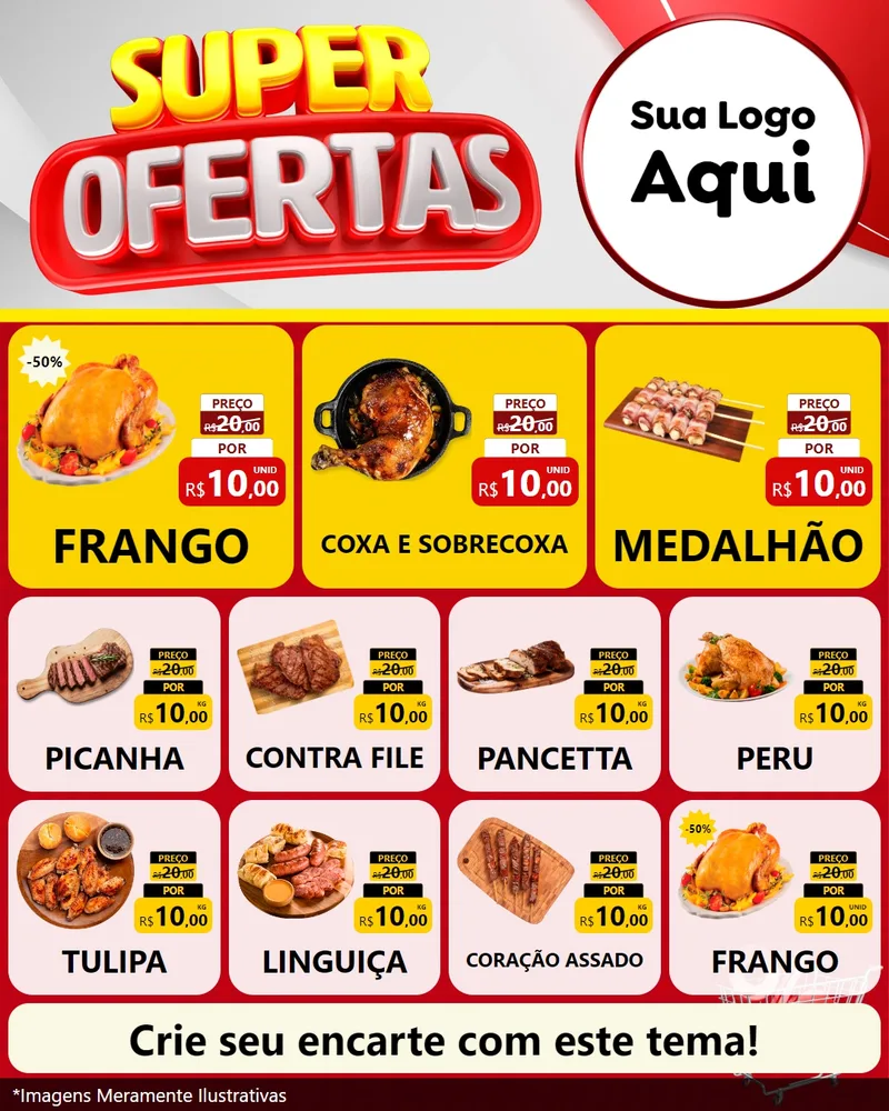 Modelo de Rede Social para Feed Instagram com o tema Super Ofertas para Assados