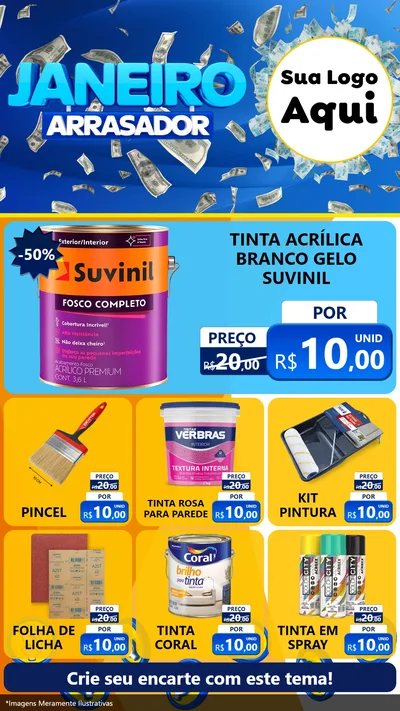 Modelo de Rede Social para Stories com o tema Janeiro Arrasador para Tintas e Ferramentas