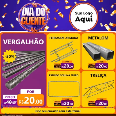 Modelo de Rede Social para Feed Facebook com o tema Dia do Cliente para Ferragens