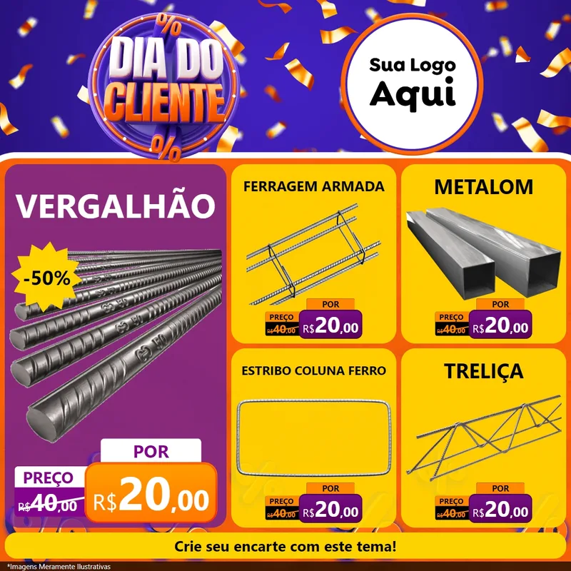 Modelo de Rede Social para Feed Facebook com o tema Dia do Cliente para Ferragens