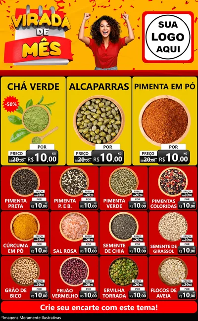 Modelo de Encarte para Encarte Grande com o tema Virada de Mês para Produtos Naturais