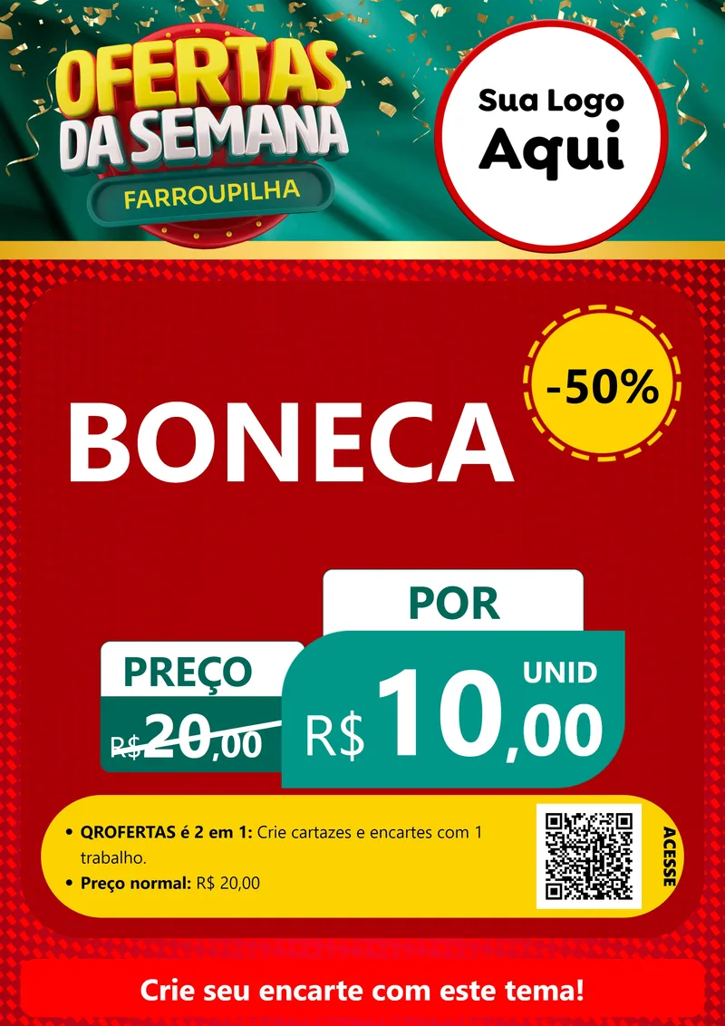 Modelo de Cartaz para Cartaz A4 Vertical com o tema Ofertas da Semana Farroupilha para Brinquedos