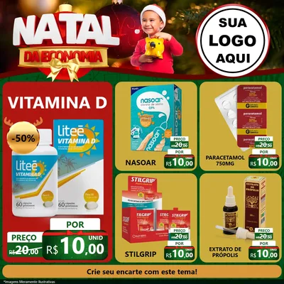 Modelo de Rede Social para Feed Facebook com o tema Natal da Economia para Farmácia