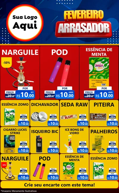Modelo de Encarte para Encarte Grande com o tema Fevereiro Arrasador para Tabacaria