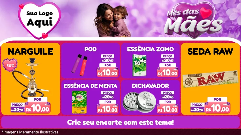 Modelo de TV para TV Horizontal com o tema Mês das Mães para Tabacaria