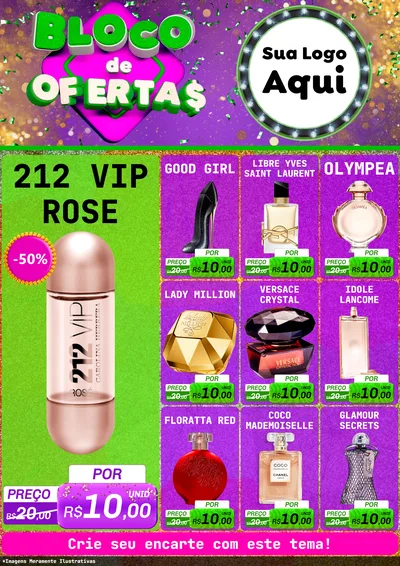 Modelo de Encarte para Encarte A4 Vertical com o tema Bloco de Ofertas para Perfumes