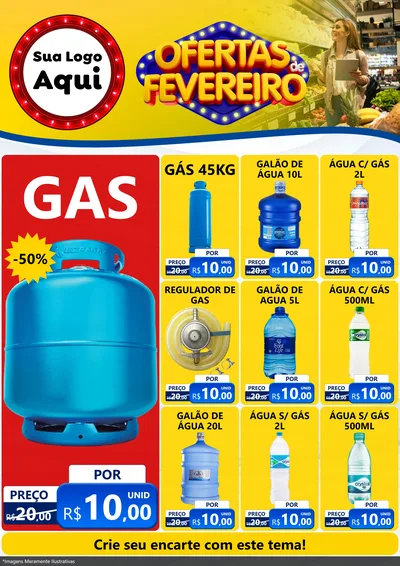 Modelo de Encarte para Encarte A4 Vertical com o tema Ofertas de Fevereiro para Água e gás