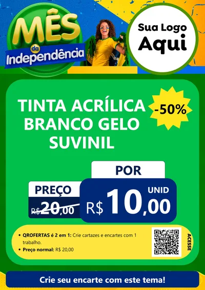 Modelo de Cartaz para Cartaz A4 Vertical com o tema Mês da Independência para Tintas e Ferramentas