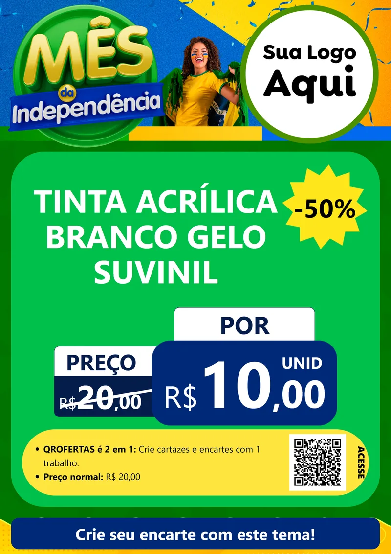 Modelo de Cartaz para Cartaz A4 Vertical com o tema Mês da Independência para Tintas e Ferramentas