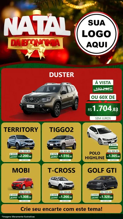 Modelo de Rede Social para Stories com o tema Natal da Economia para Concessionaria de Carros
