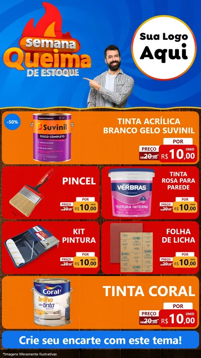 Modelo de TV para TV Vertical com o tema Semana Queima de Estoque para Tintas e Ferramentas