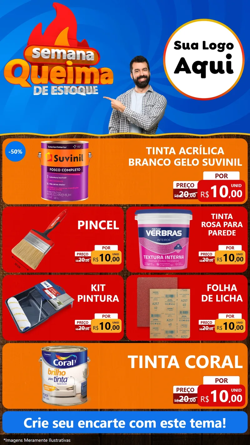 Modelo de TV para TV Vertical com o tema Semana Queima de Estoque para Tintas e Ferramentas