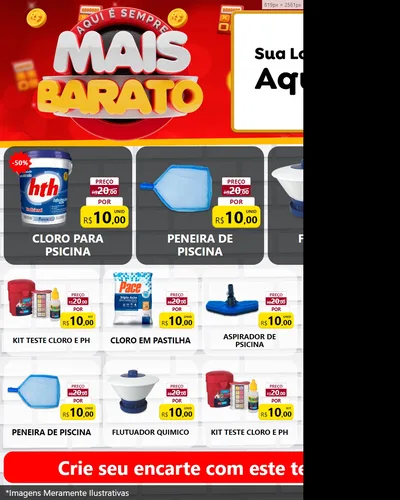 Modelo de Rede Social para Feed Instagram com o tema Mais Barato para Produtos para Piscina