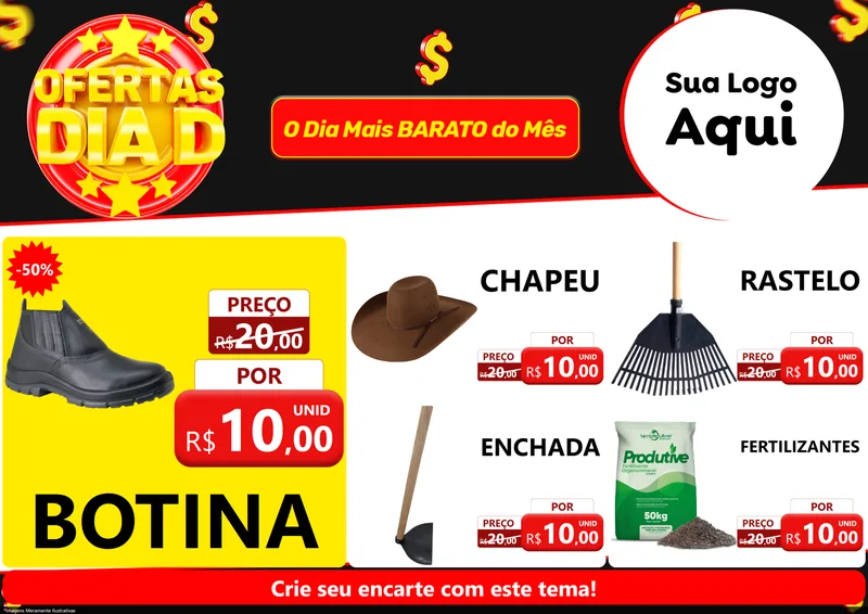 Modelo de Encarte para Encarte A4 Horizontal com o tema Dia D para Agropecuária