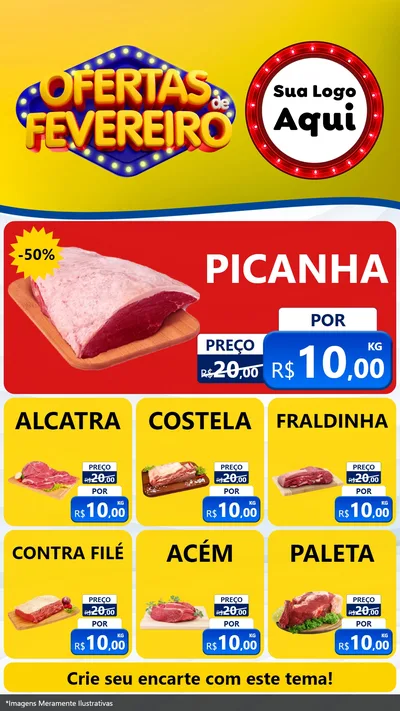 Modelo de Rede Social para Stories com o tema Ofertas de Fevereiro para Açougue