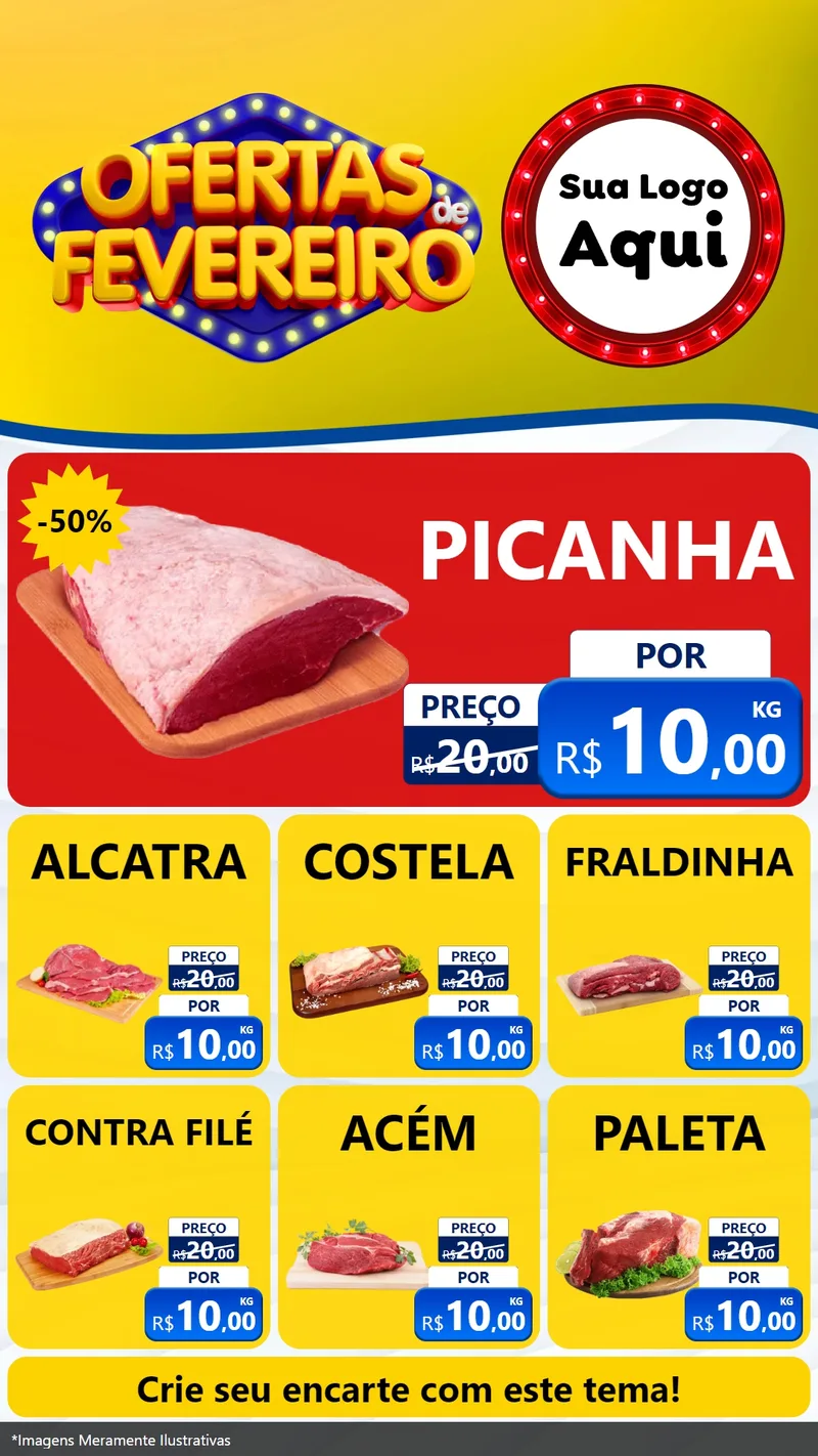 Modelo de Rede Social para Stories com o tema Ofertas de Fevereiro para Açougue